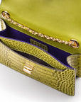 Mini chain bag, lime croc, inside view