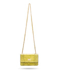 Mini chain bag, lime croc, long chain strapront view