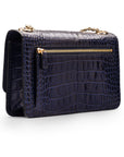 Mini chain bag, navy croc, back view