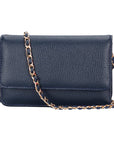 Small leather chain bag, navy, front