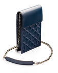 Leather phone bag, navy, side