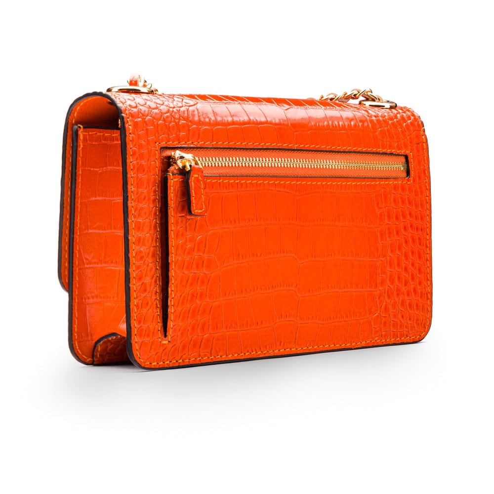 Mini chain bag, orange croc, back view