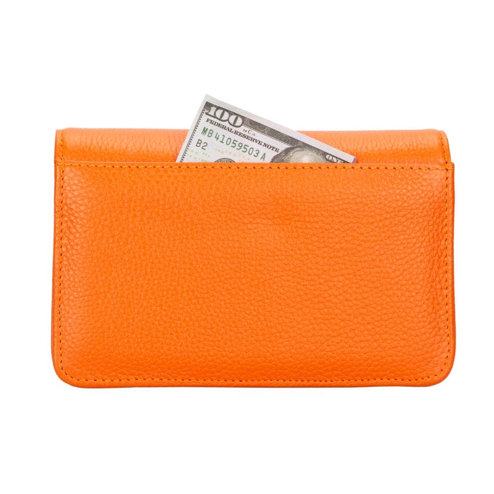 Small leather chain bag, orange, back