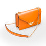 Small leather envelope chain bag, orange, side view