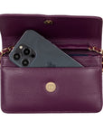 Small leather chain bag, purple, open