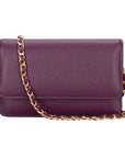 Small leather chain bag, purple, front