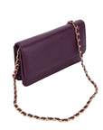 Small leather chain bag, purple, side