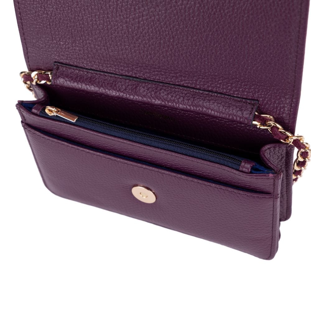 Leather Mini Chain Bag, Rebecca - Purple