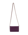 Small leather chain bag, purple, chain strap