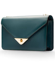 Small leather envelope chain bag, green, front view