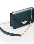 Small leather envelope chain bag, green, side view