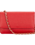 Small leather chain bag, red, front