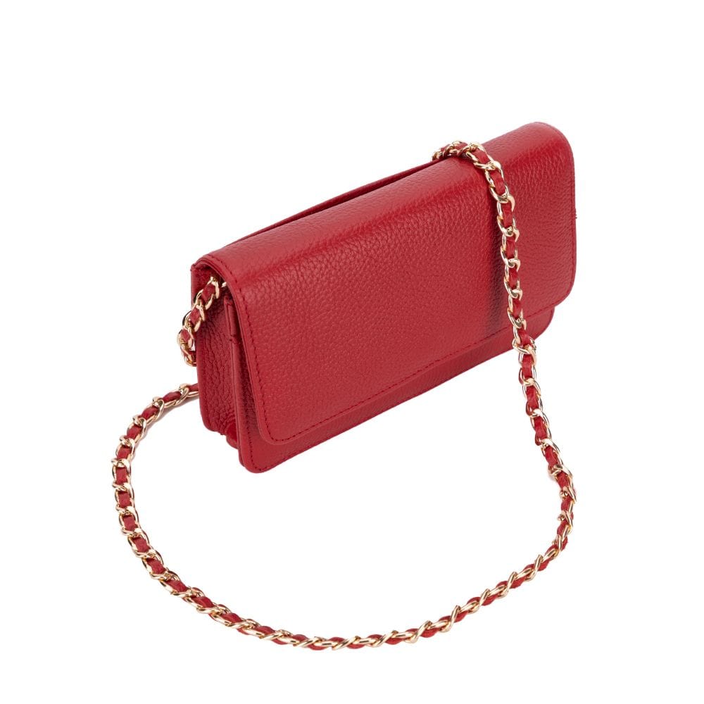 Small leather chain bag, red, side