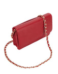 Small leather chain bag, red, side