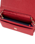 Small leather chain bag, red, open