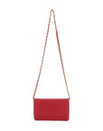 Small leather chain bag, red, chain strap