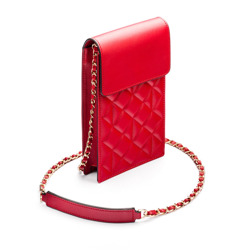Leather phone bag, red, side