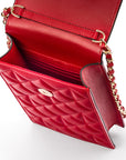 Leather phone bag, red, inside