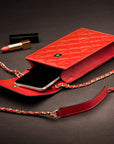 Leather phone bag, red, lifestyle