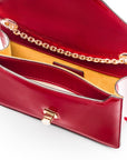 Small leather envelope chain bag, red patent, inside