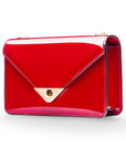 Small leather envelope chain bag, red patent