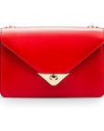 Small leather envelope chain bag, red, front view