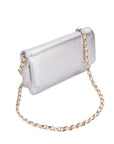 Small leather chain bag, silver, side