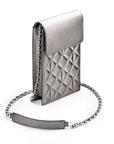 Leather phone bag, silver, side