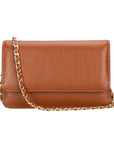 Small leather chain bag, tan, front