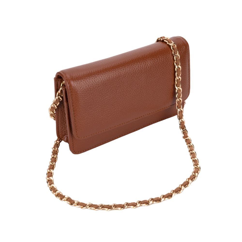 Small leather chain bag, tan, side 