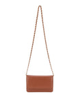 Small leather chain bag, tan, long strap