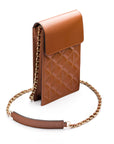 Leather phone bag, tan, side