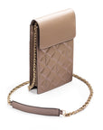 Leather phone bag, taupe, side