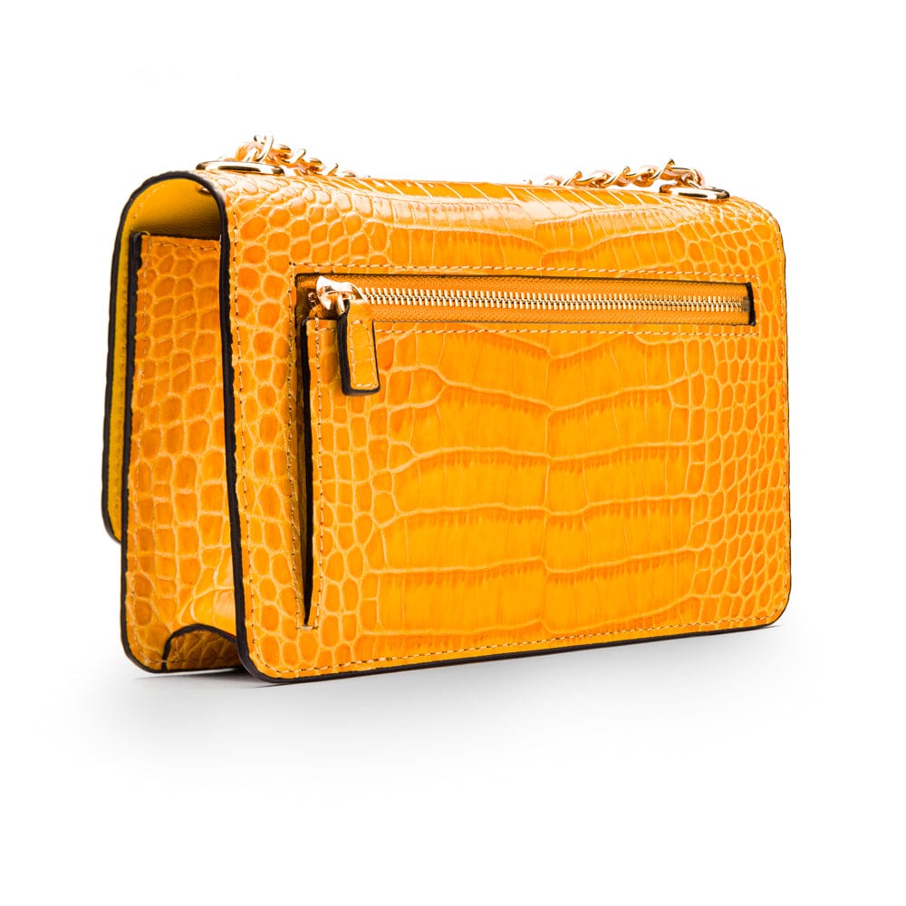 Mini chain bag, yellow croc, back view