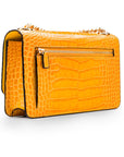 Mini chain bag, yellow croc, back view