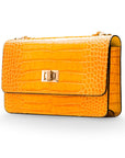 Mini chain bag, yellow croc, side