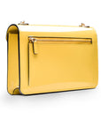 Small leather envelope chain bag, yellow patent, back