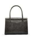 Large leather Morgan bag, grey croc, back view