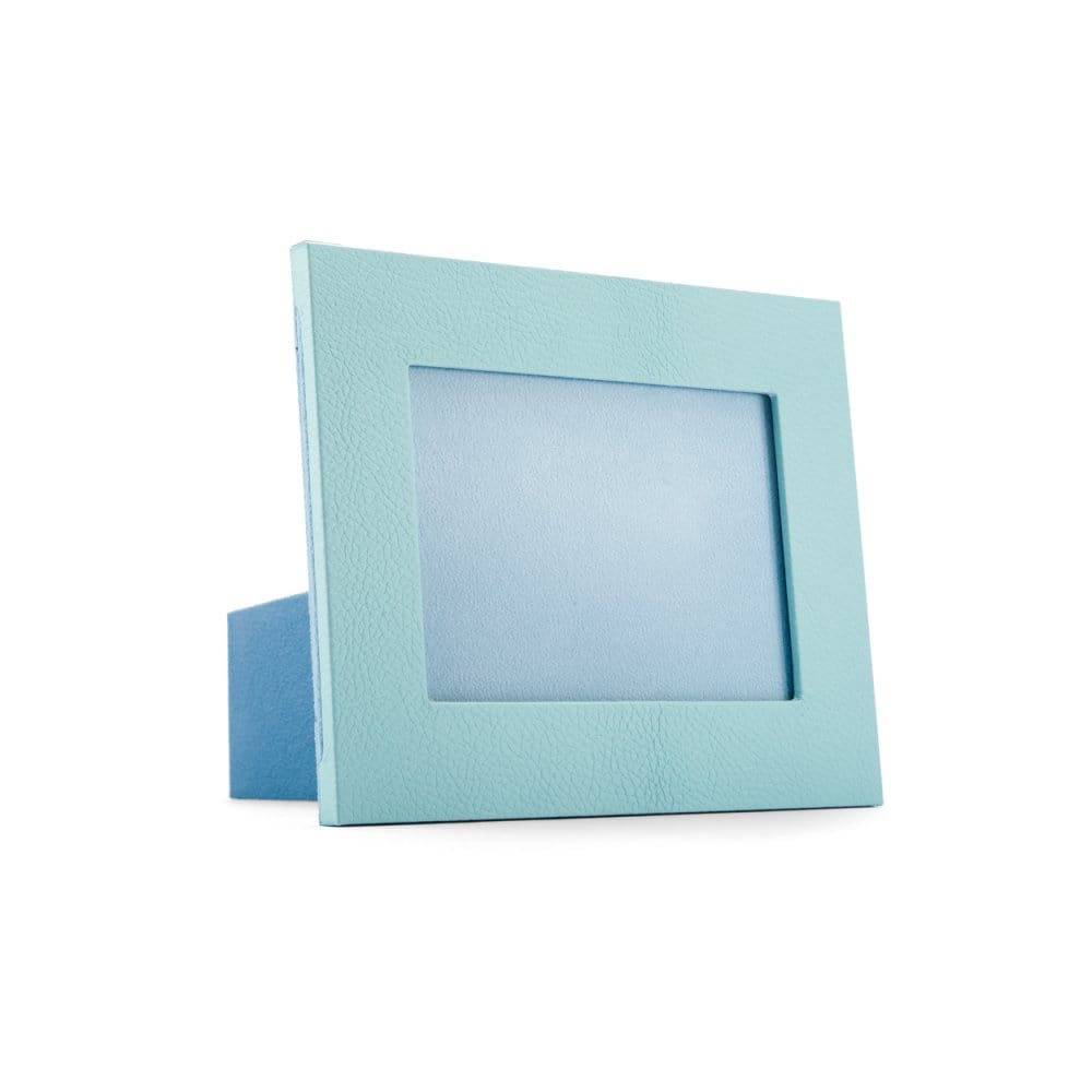 Leather photo frame, baby blue, 6x4", landscape