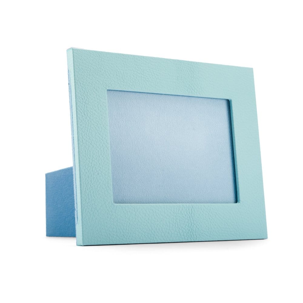 Leather photo frame, baby blue 8x6", landscape