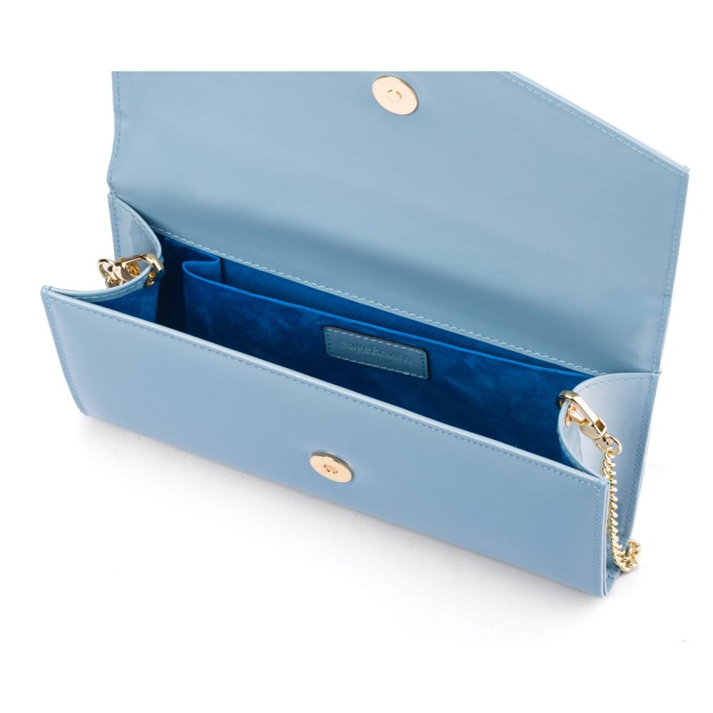 Baby Blue Patent Leather Lily Clutch Bag