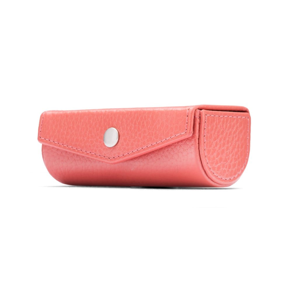 Leather lipstick case. pink, front