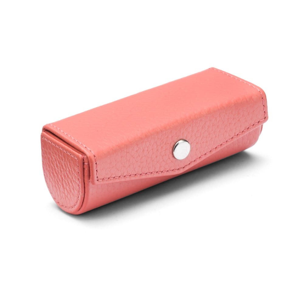 Leather lipstick case. pink, top