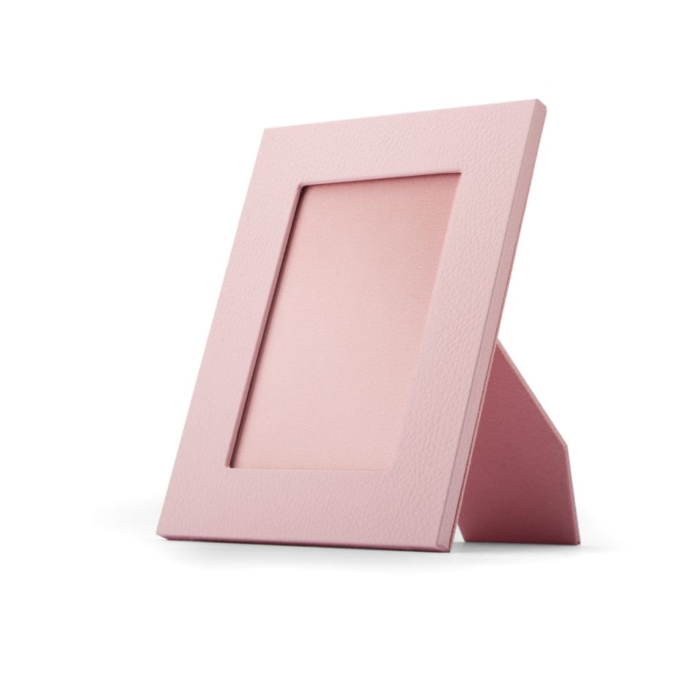 Leather photo frame, baby pink, 6x4", front