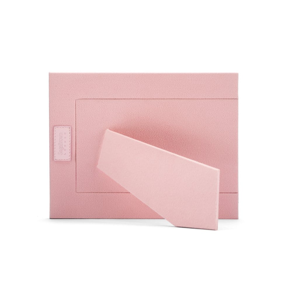 Leather photo frame, baby pink, 6x4", landscape back