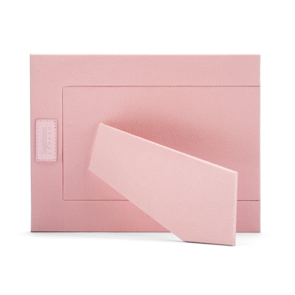 Leather photo frame, baby pink, 8x6", landscape back