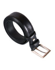 Leather belt with silver buckle, black