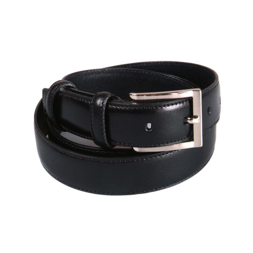 Men's leather skinny belt, black