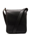 Leather A4 messenger bag, black, front