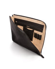 A4 zip around leather folder, black, inside